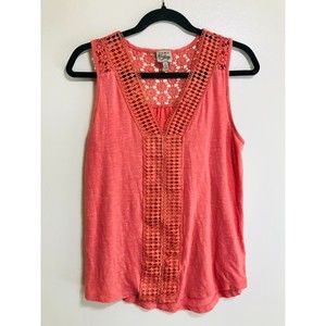 Como Vintage BOHO Tank with Lace Inserts, Size S